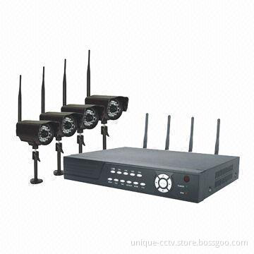 1 Piece 4-channel Wireless H.264 DVR System with 4-piece 1/3-inch Sony Color CCD Cameras